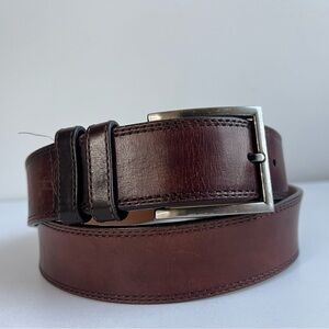 Magnanni Brown Eastwood Leather Belt 36 Made in Spain Burnished Wide Dress